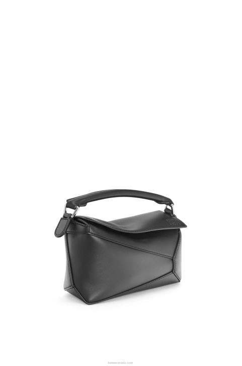Loewe Mini Puzzle Edge bag in satin calfskin 688V219 Women Black