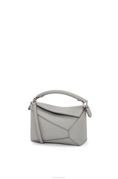 Loewe Mini Puzzle Edge bag in soft grained calfskin 688V198 Women Pearl Grey