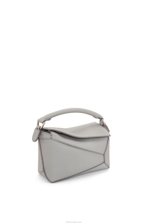 Loewe Mini Puzzle Edge bag in soft grained calfskin 688V198 Women Pearl Grey