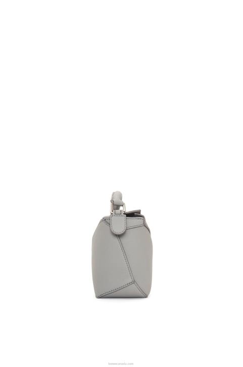 Loewe Mini Puzzle Edge bag in soft grained calfskin 688V198 Women Pearl Grey