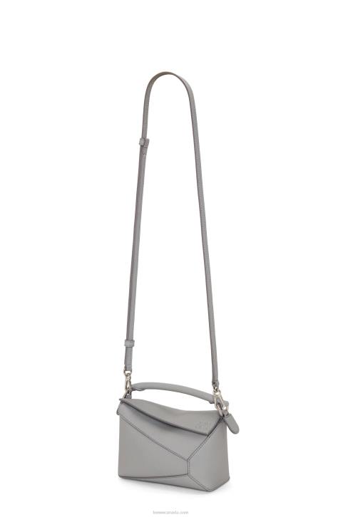 Loewe Mini Puzzle Edge bag in soft grained calfskin 688V198 Women Pearl Grey
