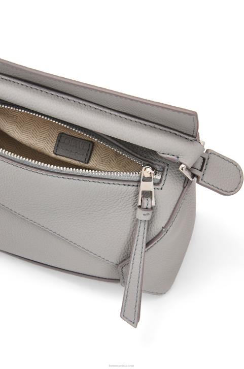 Loewe Mini Puzzle Edge bag in soft grained calfskin 688V198 Women Pearl Grey