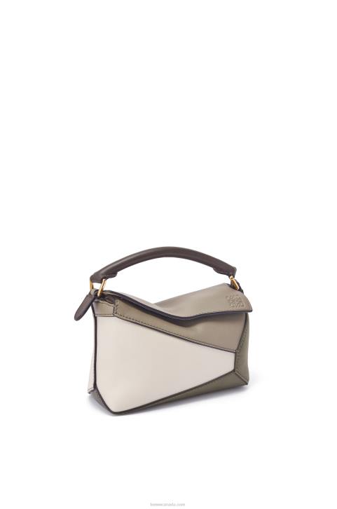 Loewe Mini Puzzle Edge in nappa calfskin 688V253 Women Laurel Green/Light Oat