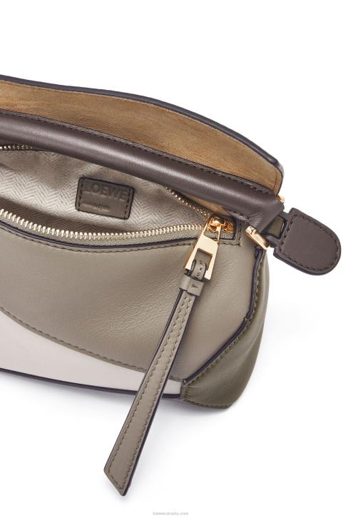 Loewe Mini Puzzle Edge in nappa calfskin 688V253 Women Laurel Green/Light Oat