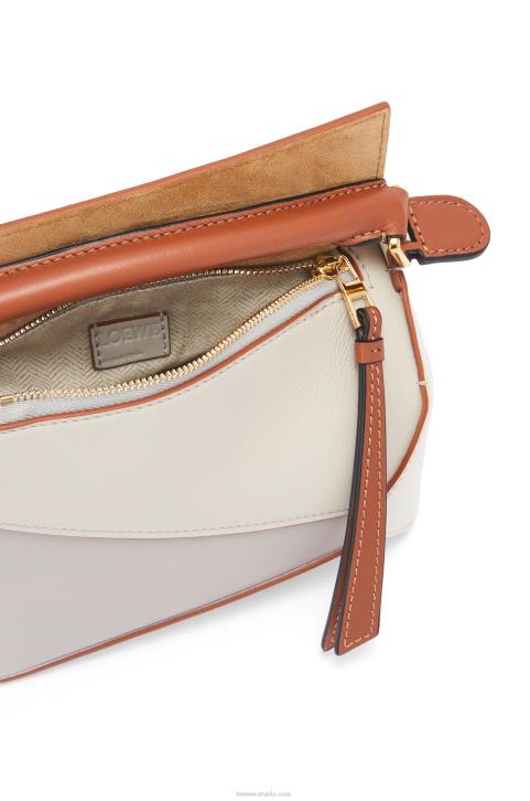Loewe Mini Puzzle Edge in nappa calfskin 688V258 Women Ghost/Soft White