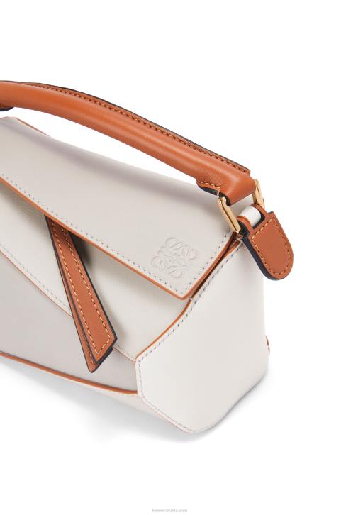 Loewe Mini Puzzle Edge in nappa calfskin 688V258 Women Ghost/Soft White