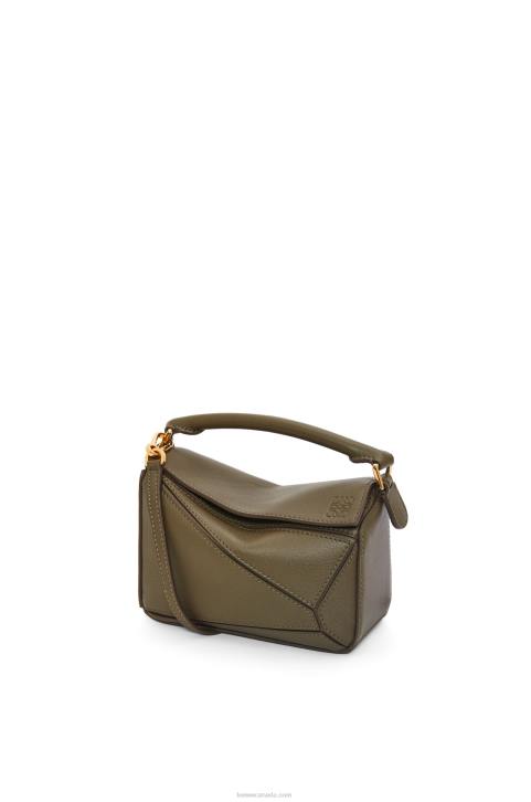 Loewe Mini Puzzle bag in classic calfskin 688V202 Women Dark Khaki Green