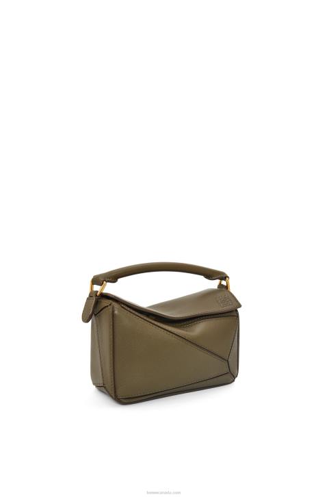 Loewe Mini Puzzle bag in classic calfskin 688V202 Women Dark Khaki Green