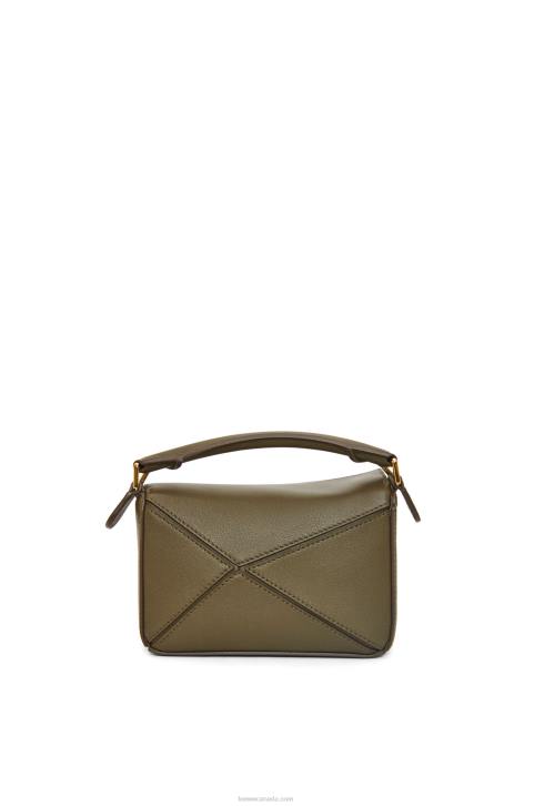 Loewe Mini Puzzle bag in classic calfskin 688V202 Women Dark Khaki Green