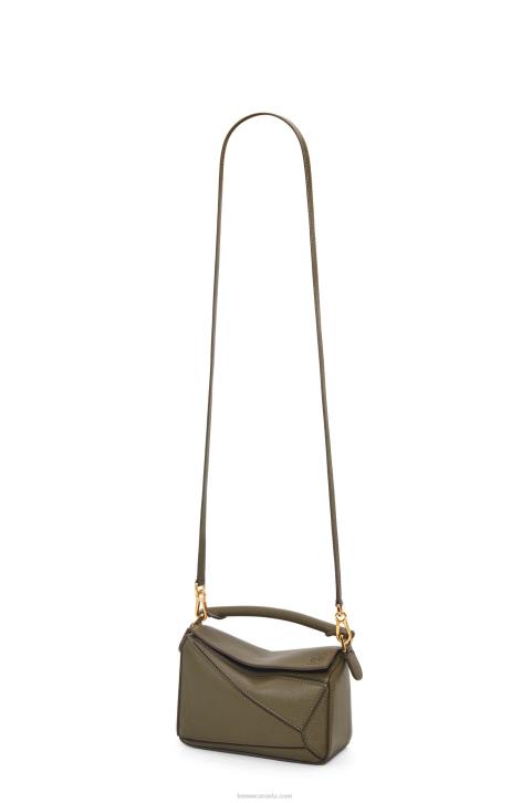 Loewe Mini Puzzle bag in classic calfskin 688V202 Women Dark Khaki Green