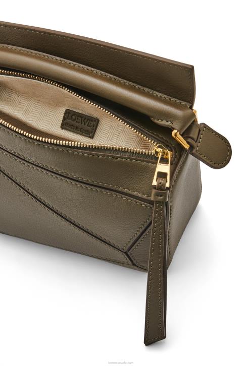 Loewe Mini Puzzle bag in classic calfskin 688V202 Women Dark Khaki Green