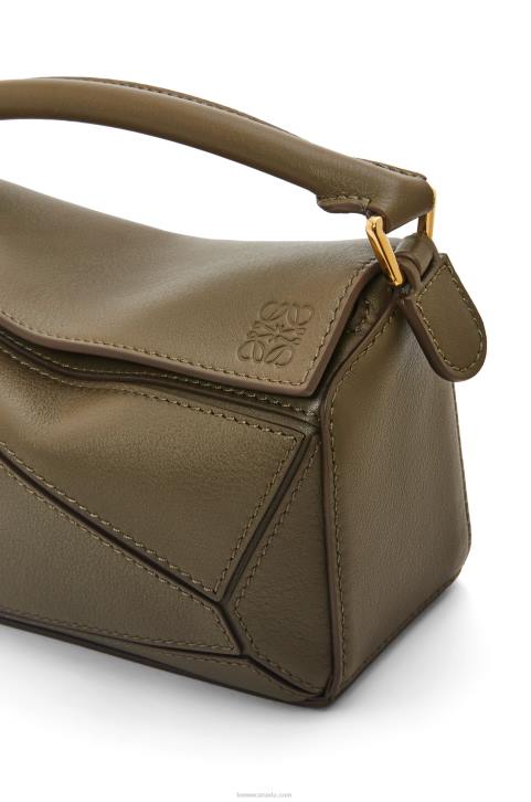 Loewe Mini Puzzle bag in classic calfskin 688V202 Women Dark Khaki Green