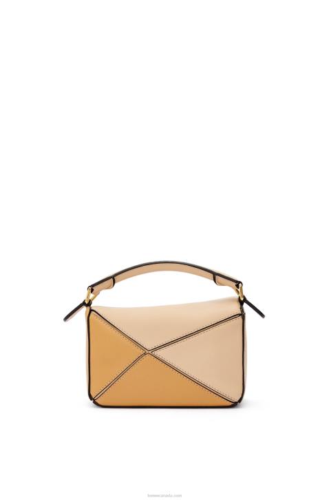 Loewe Mini Puzzle bag in classic calfskin 688V233 Women Dusty Beige/Soft White