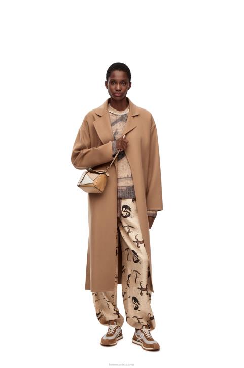 Loewe Mini Puzzle bag in classic calfskin 688V233 Women Dusty Beige/Soft White