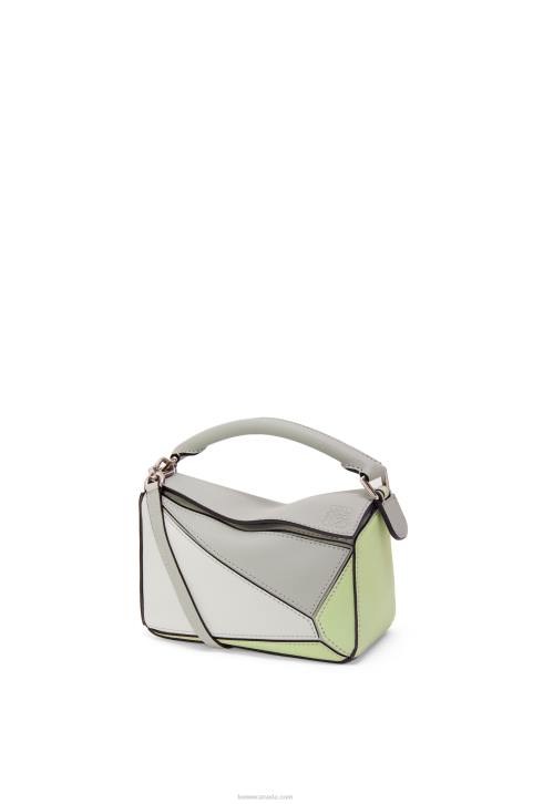 Loewe Mini Puzzle bag in classic calfskin 688V257 Women Ash Grey/Light Celadon