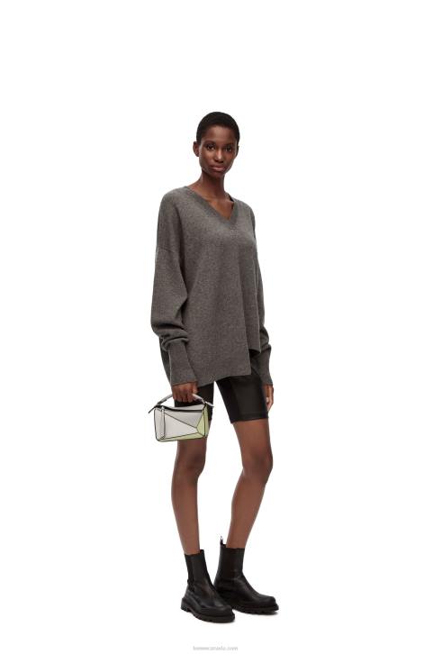 Loewe Mini Puzzle bag in classic calfskin 688V257 Women Ash Grey/Light Celadon