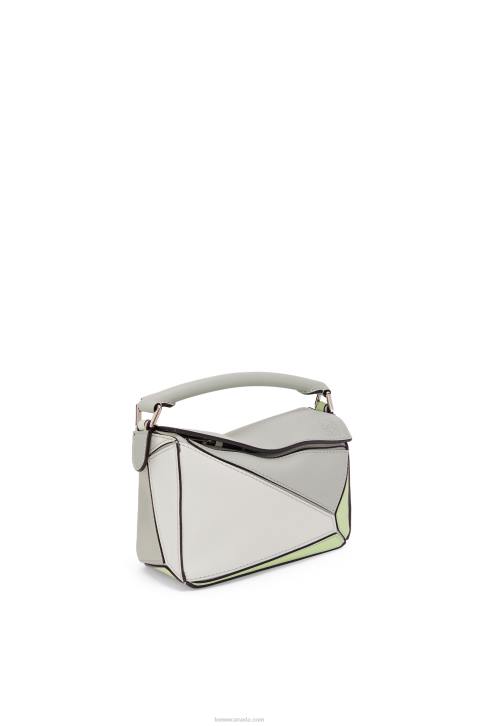 Loewe Mini Puzzle bag in classic calfskin 688V257 Women Ash Grey/Light Celadon