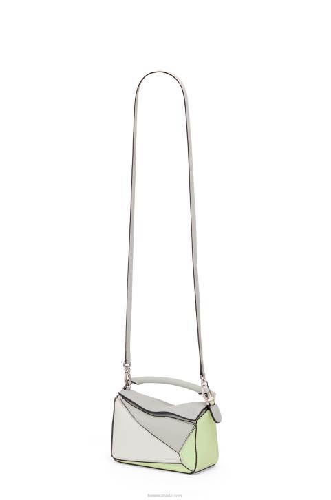 Loewe Mini Puzzle bag in classic calfskin 688V257 Women Ash Grey/Light Celadon