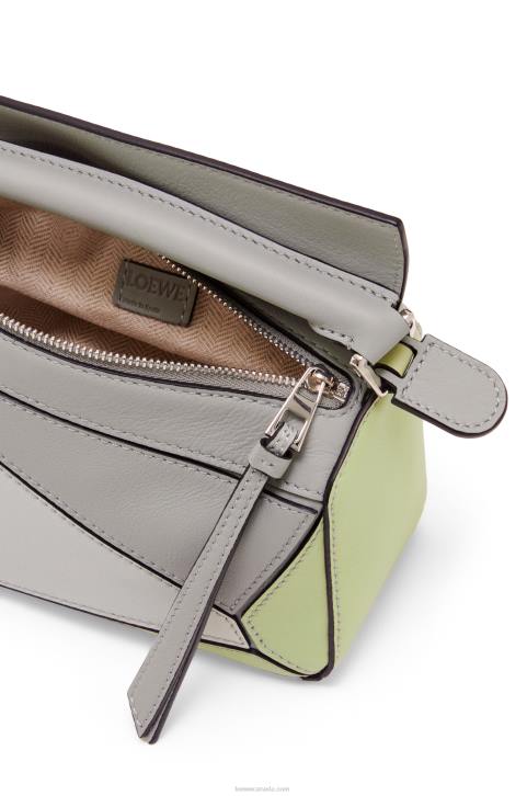 Loewe Mini Puzzle bag in classic calfskin 688V257 Women Ash Grey/Light Celadon