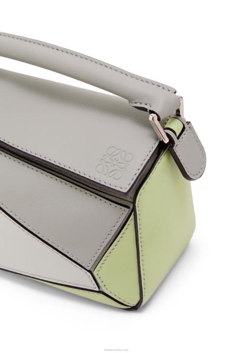 Loewe Mini Puzzle bag in classic calfskin 688V257 Women Ash Grey/Light Celadon