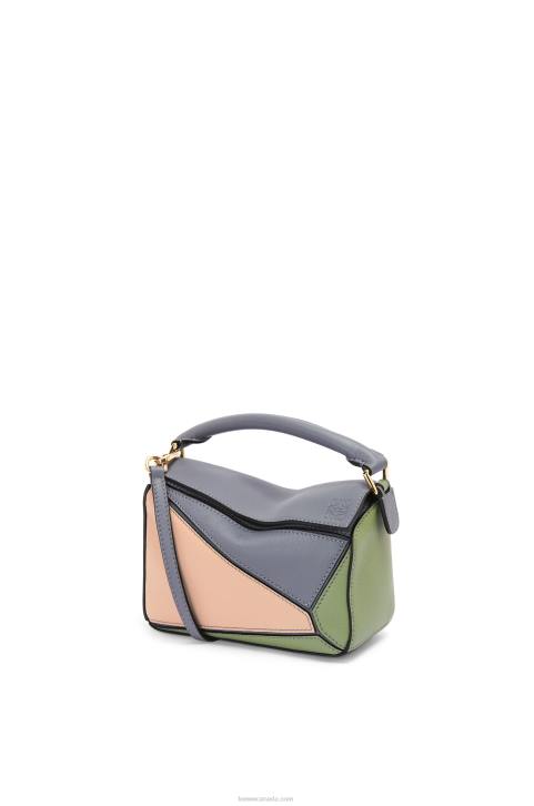 Loewe Mini Puzzle bag in classic calfskin 688V284 Women Asphalt Grey/Nude