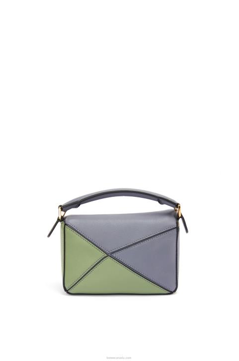 Loewe Mini Puzzle bag in classic calfskin 688V284 Women Asphalt Grey/Nude