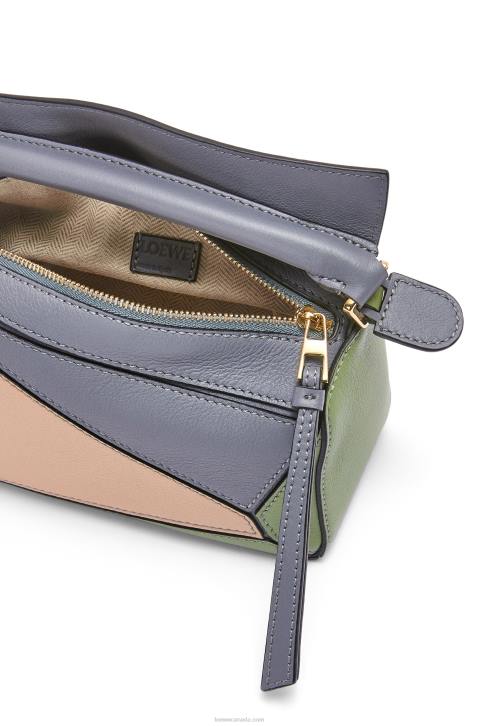 Loewe Mini Puzzle bag in classic calfskin 688V284 Women Asphalt Grey/Nude