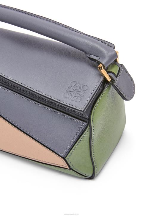 Loewe Mini Puzzle bag in classic calfskin 688V284 Women Asphalt Grey/Nude