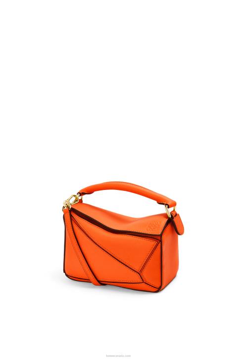 Loewe Mini Puzzle bag in classic calfskin 688V285 Women Orange