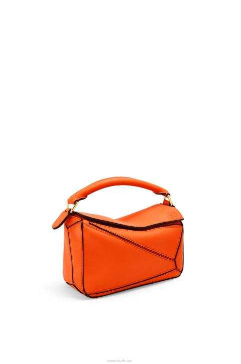 Loewe Mini Puzzle bag in classic calfskin 688V285 Women Orange