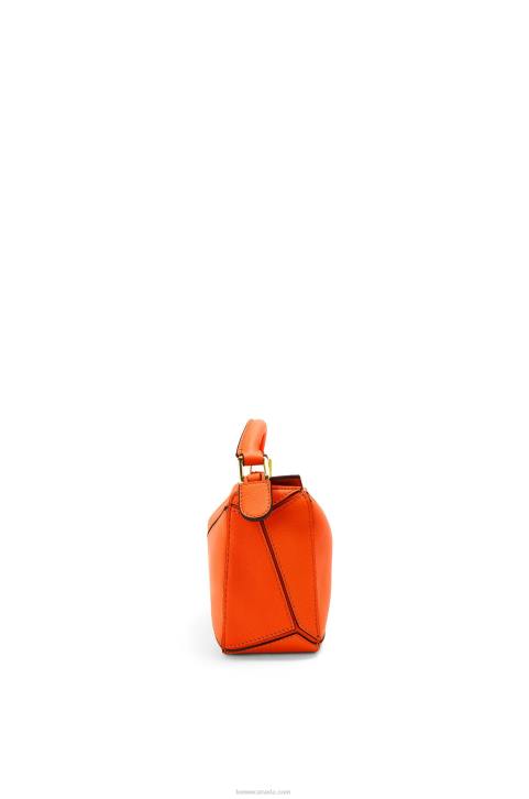 Loewe Mini Puzzle bag in classic calfskin 688V285 Women Orange