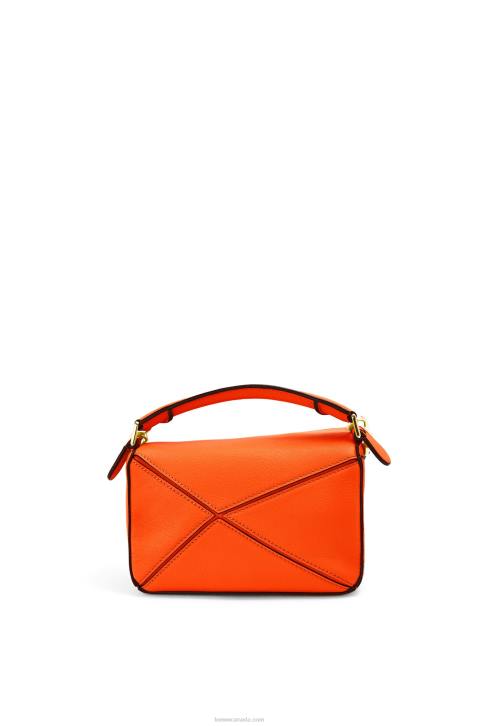 Loewe Mini Puzzle bag in classic calfskin 688V285 Women Orange