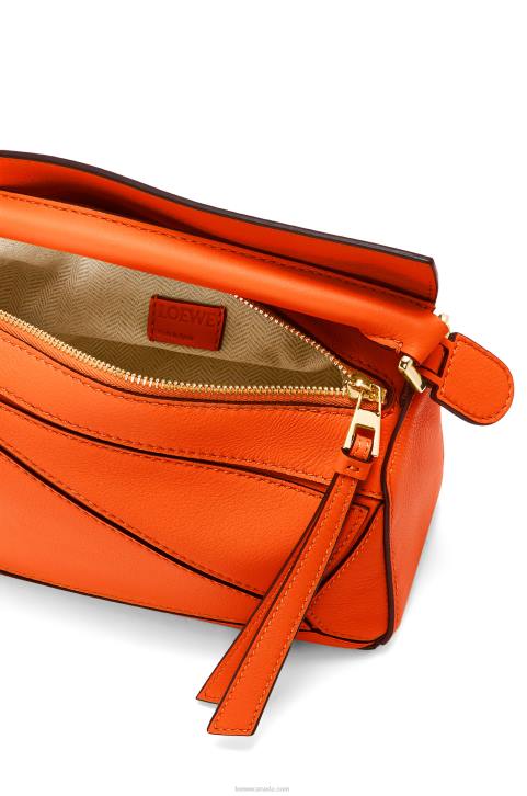 Loewe Mini Puzzle bag in classic calfskin 688V285 Women Orange