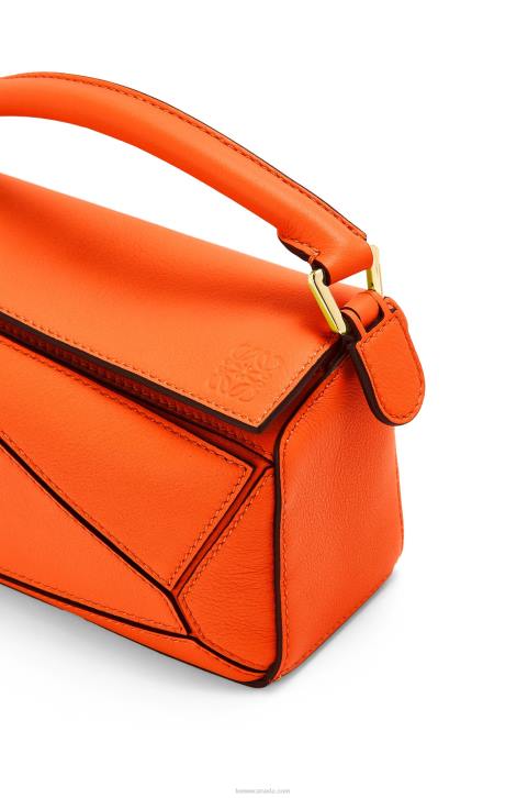 Loewe Mini Puzzle bag in classic calfskin 688V285 Women Orange