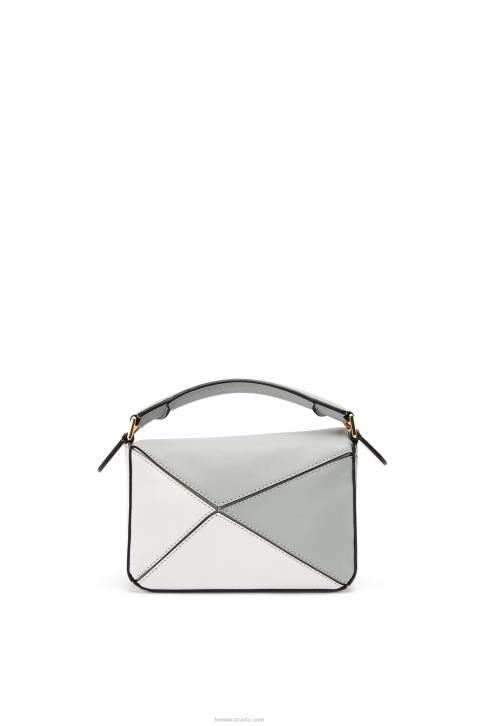 Loewe Mini Puzzle bag in classic calfskin 688V288 Women Ash Grey/Marble Green