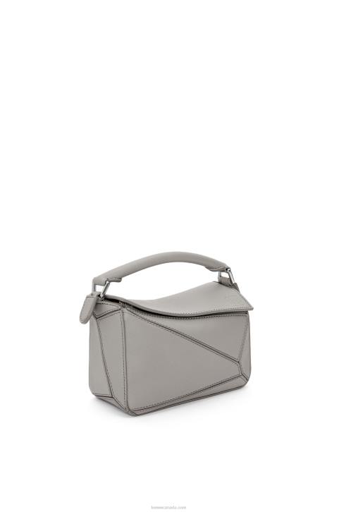 Loewe Mini Puzzle bag in classic calfskin 688V314 Women Pearl Grey