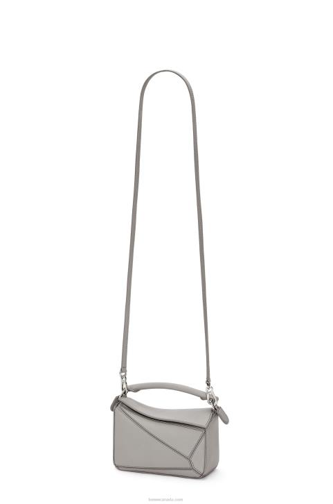 Loewe Mini Puzzle bag in classic calfskin 688V314 Women Pearl Grey