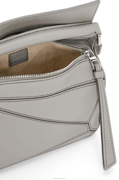 Loewe Mini Puzzle bag in classic calfskin 688V314 Women Pearl Grey