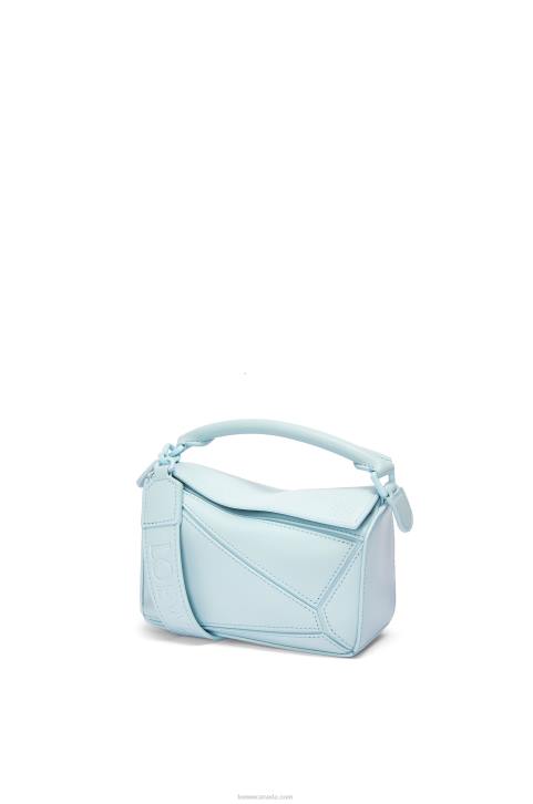 Loewe Mini Puzzle bag in satin calfskin 688V264 Women Aquamarine