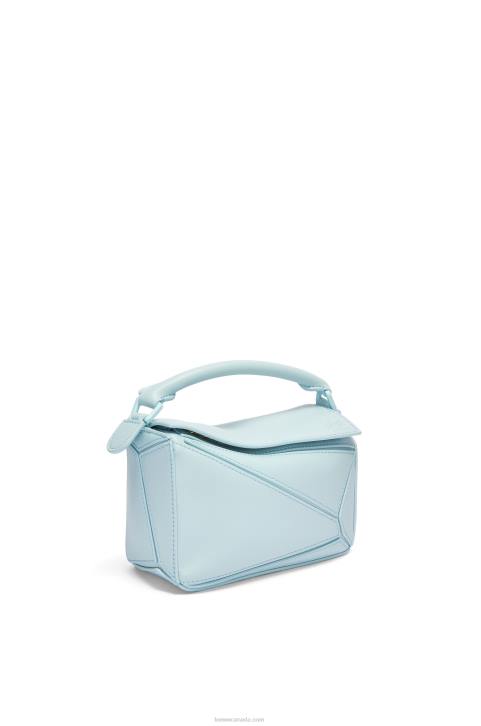Loewe Mini Puzzle bag in satin calfskin 688V264 Women Aquamarine