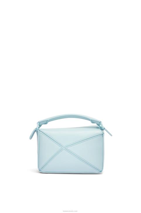 Loewe Mini Puzzle bag in satin calfskin 688V264 Women Aquamarine
