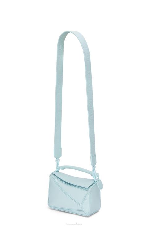 Loewe Mini Puzzle bag in satin calfskin 688V264 Women Aquamarine