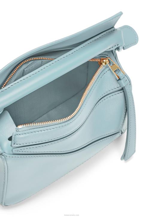 Loewe Mini Puzzle bag in satin calfskin 688V264 Women Aquamarine