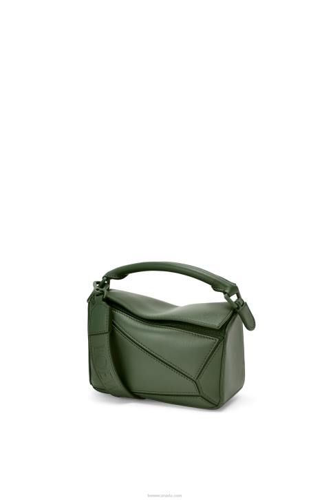 Loewe Mini Puzzle bag in satin calfskin 688V270 Women Vintage Khaki