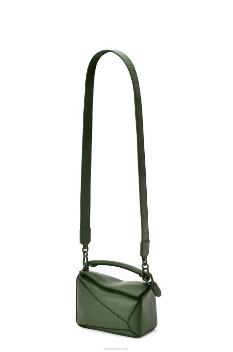 Loewe Mini Puzzle bag in satin calfskin 688V270 Women Vintage Khaki