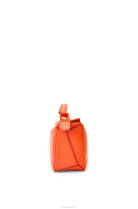 Loewe Mini Puzzle bag in satin calfskin 688V271 Women Orange