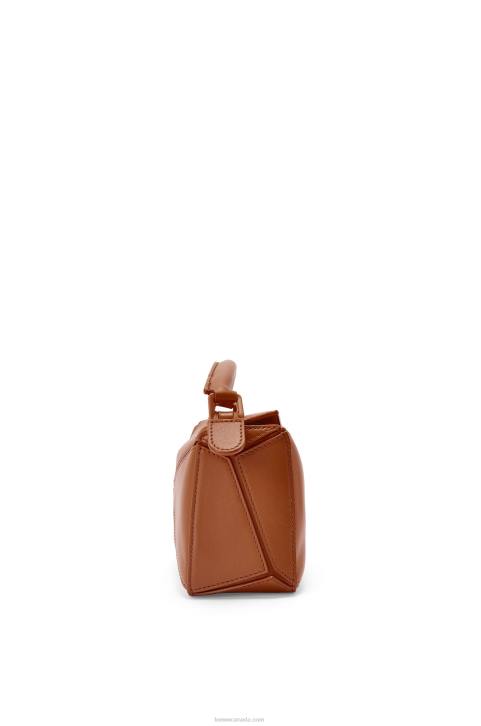 Loewe Mini Puzzle bag in satin calfskin 688V273 Women Pecan