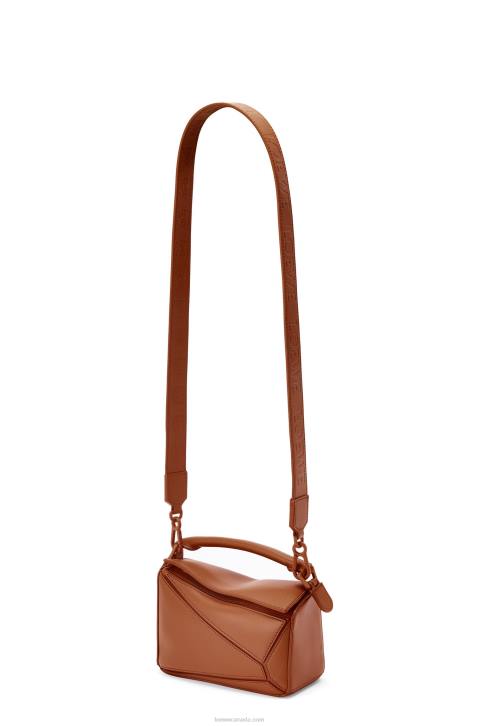Loewe Mini Puzzle bag in satin calfskin 688V273 Women Pecan