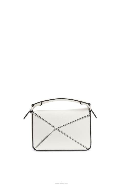 Loewe Mini Puzzle bag in soft grained calfskin 688V203 Women Soft White