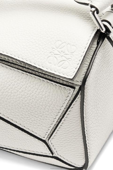 Loewe Mini Puzzle bag in soft grained calfskin 688V203 Women Soft White